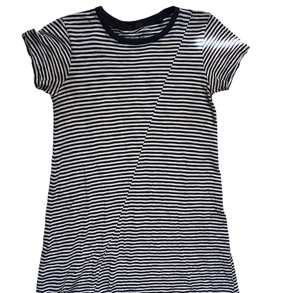 ATM Anthony Thomas Melillo Striped T-Shirt Dress In Navy Size M